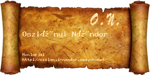 Oszlányi Nándor névjegykártya